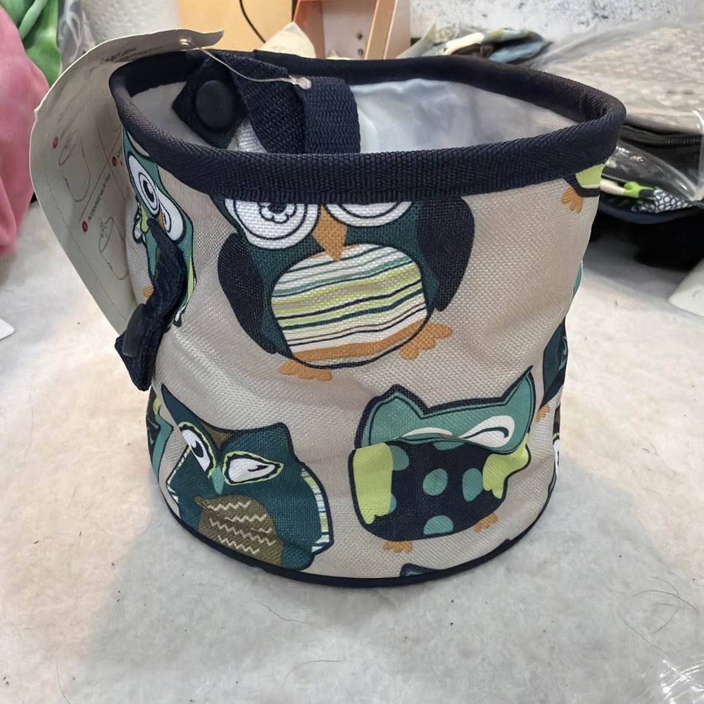 Thirty-One Gifts Oh Snap Bin Organizer Happy Owl Pattern EUC Crafts Canvas 52